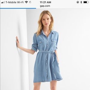 Gap chambray Denim tie belt shirt dress